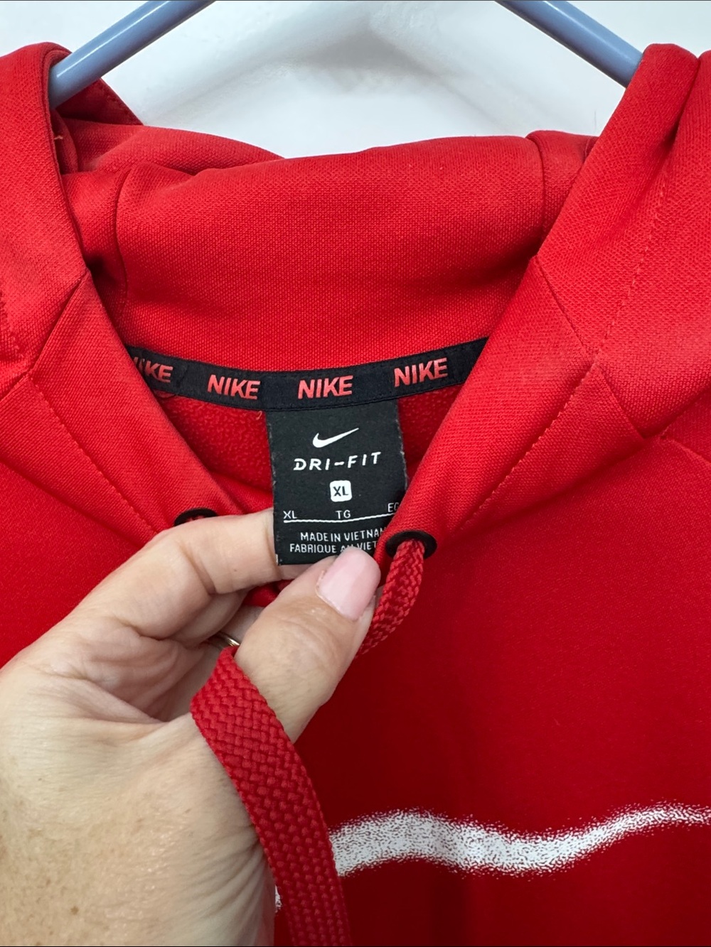 Nike Red Pullover Hoodie with White Swoosh - Picture 2 of 3
